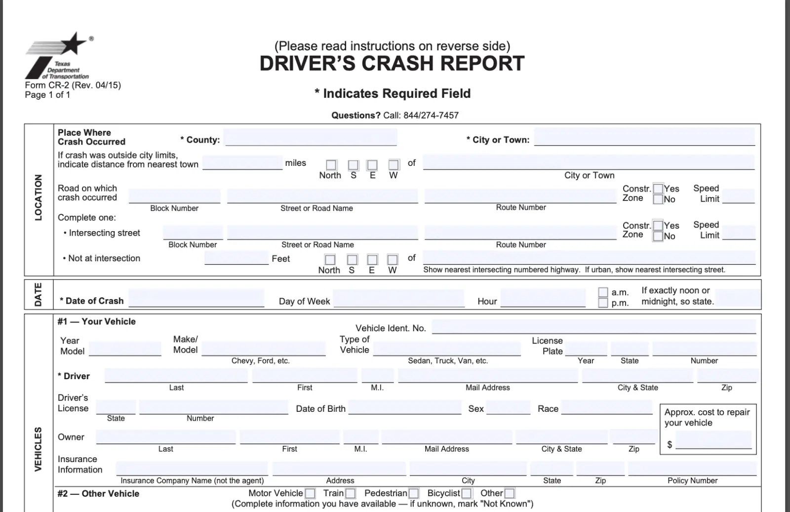 Texas accident report