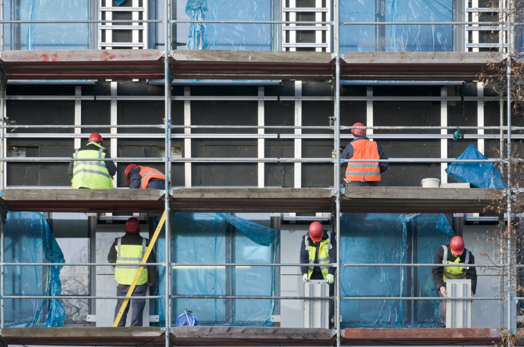 Scaffolding at construction site