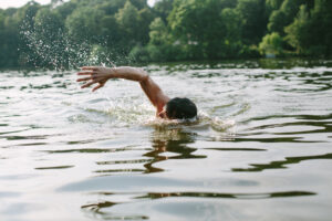 swimming in a lake
