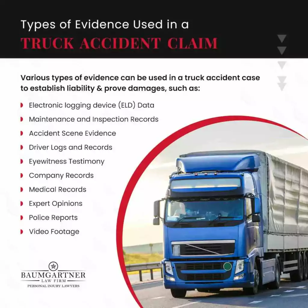 Types of evidence used in truck accident cases