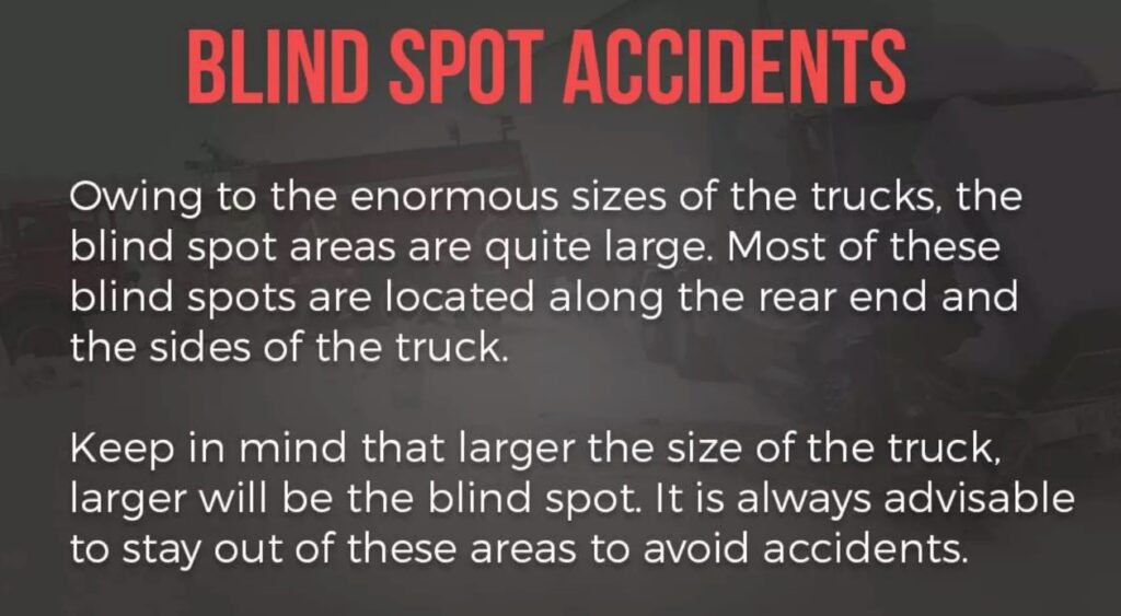 Blind spot truck accident