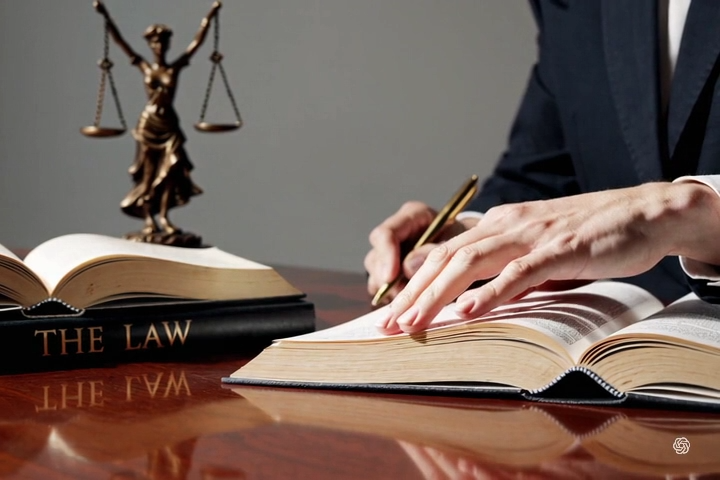 Off-road vehicle crash case review - Attorney's office with an attorney reading books.