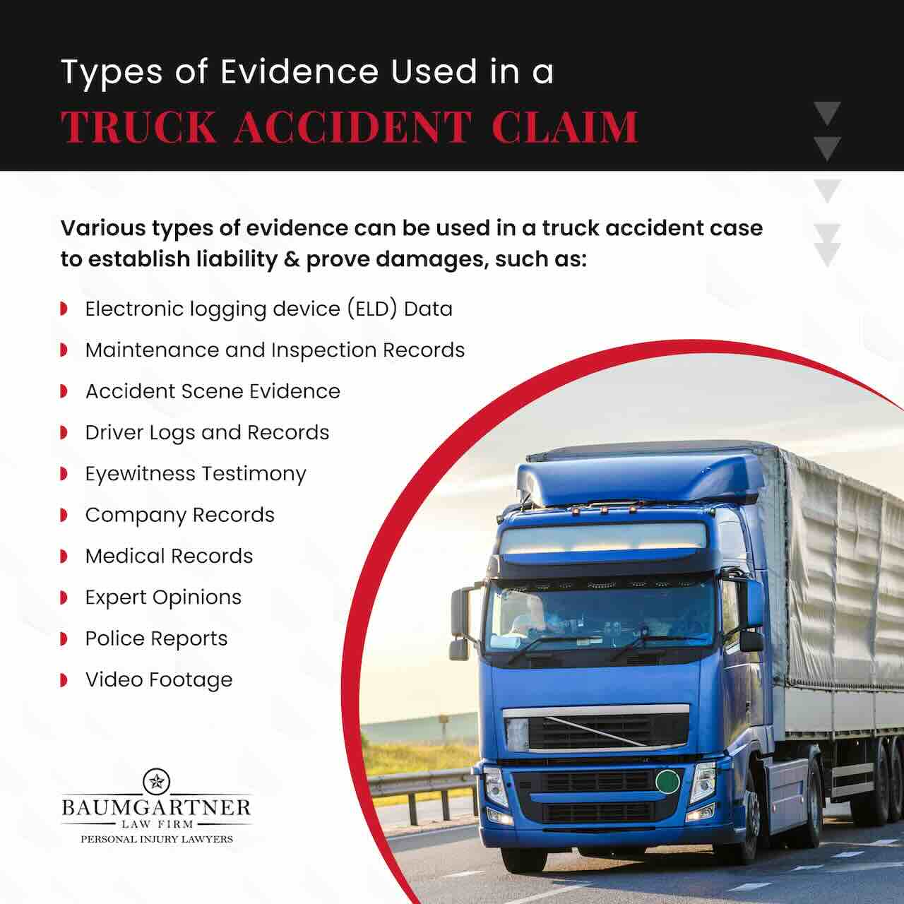 Fatigued truck driver caused collision - Types of Evidence used in a truck accident claim