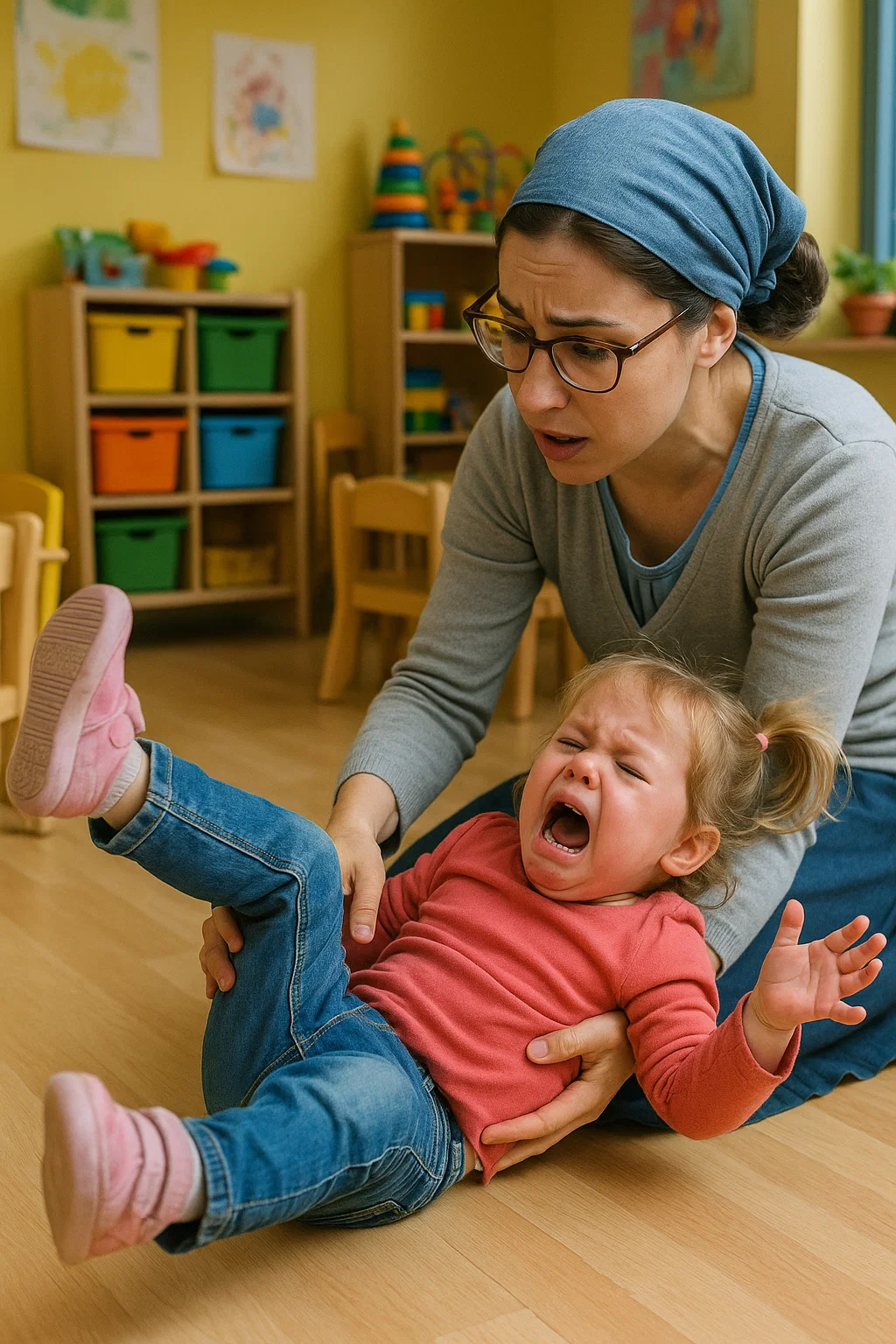 Comparing daycare negligence and liability in Texas - crying child with her teacher
