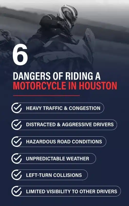 Motorcyclist riding on a Houston road, representing the risks faced by riders and the need for legal protection after an accident