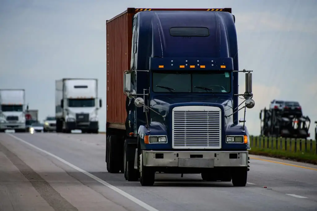 An 18-Wheeler on a busy highway